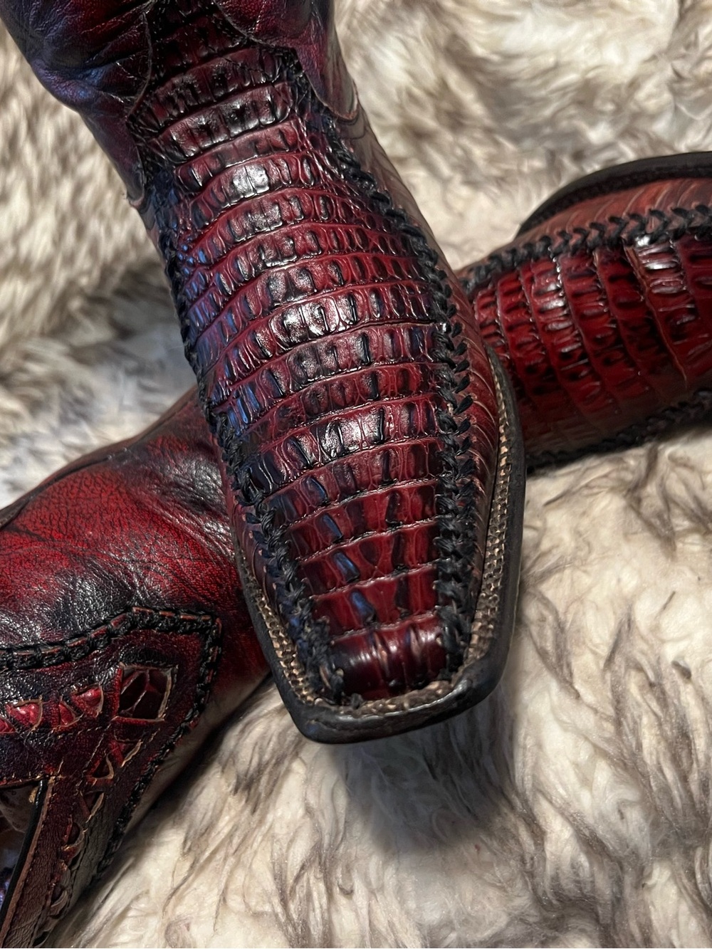 Men's Burgundy Exotic Leather Cowboy Boots size 26 Mex - 7 US - Picture 16 of 16